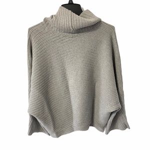 MOTH Anthropologie Gray Ribbed Turtleneck Sweater